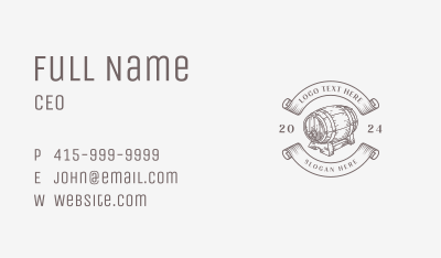 Vintage Wine Barrel Business Card Image Preview