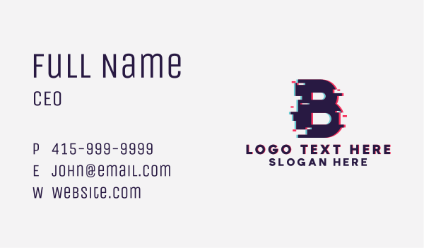 Cyber Glitch Letter B Business Card Design Image Preview