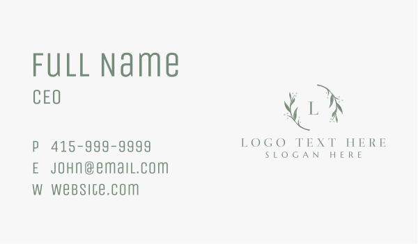 Floral Leaves Watercolor Business Card Design Image Preview
