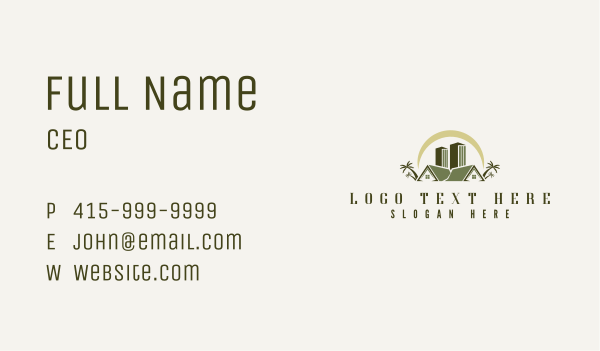 Tropical Building Lodging Business Card Design Image Preview