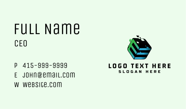 Glitch Cube Letter E Business Card Design Image Preview