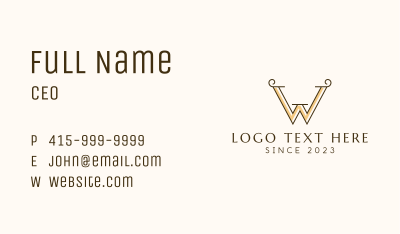 Vintage Letter W  Business Card Image Preview