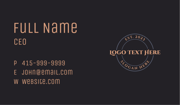 Classic Round Wordmark Business Card Design Image Preview