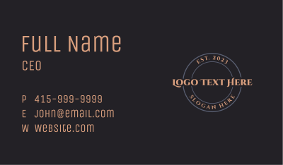 Classic Round Wordmark Business Card Image Preview