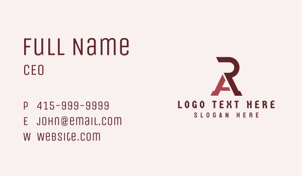 R & A Monogram Business Card Design Image Preview