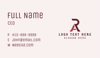 R & A Monogram Business Card Image Preview