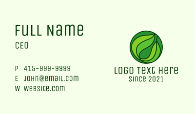 Round Green Leaf Business Card Image Preview