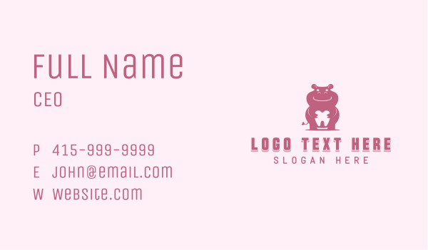Hippo Dental Tooth Business Card Design Image Preview