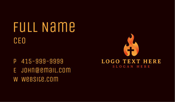 Fire Cross Crucifix Business Card Design Image Preview