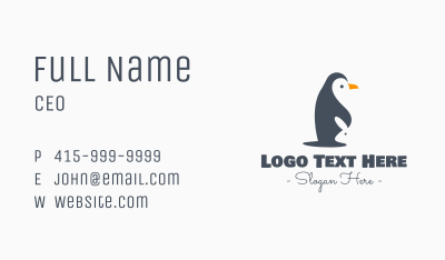 Modern Penguin & Rabbit Business Card Image Preview