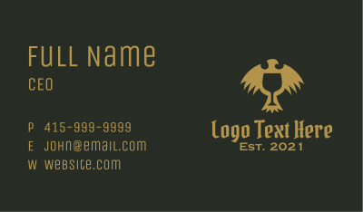 Gold Medieval Eagle Goblet Business Card