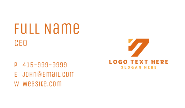 Orange Number 7 Business Card Design Image Preview