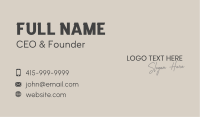 Minimalist Fashion Wordmark Business Card Design