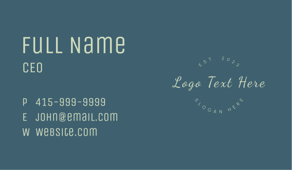 Classic Script Wordmark Business Card Design Image Preview