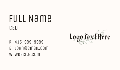Floral Blackletter Wordmark Business Card Image Preview