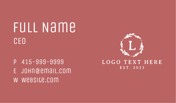 Natural Garland Letter  Business Card Design Image Preview