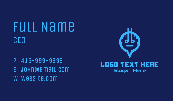 Blue Android Location Pin Business Card Design