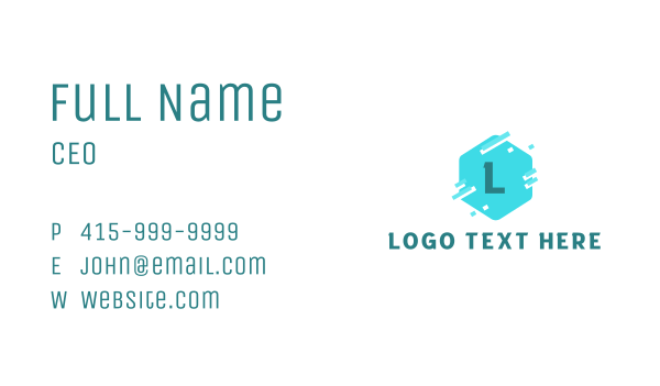 Hexagon Pixelated Letter Business Card Design Image Preview