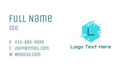 Hexagon Pixelated Letter Business Card