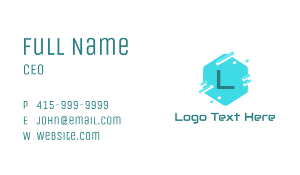 Hexagon Pixelated Letter Business Card Design