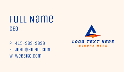 Power Voltage Letter A Business Card Image Preview