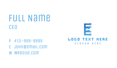Blue Circuit Letter E Business Card Image Preview