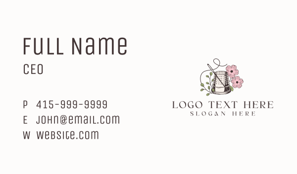 Floral Thimble Needle Sewing Business Card Design Image Preview