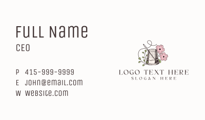 Floral Thimble Needle Sewing Business Card Image Preview