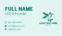 Green Flying Hummingbird Business Card Preview