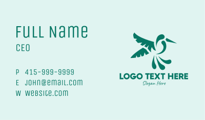 Green Flying Hummingbird Business Card Image Preview