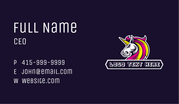 Unicorn Gaming Esport Business Card Design Image Preview