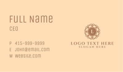 Brown Geometric Wreath Letter Business Card Image Preview