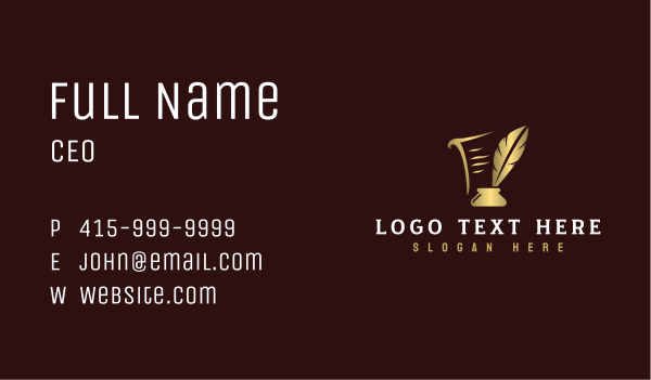 Quill Feather Ink Business Card Design Image Preview