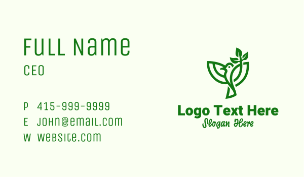 Green Leaf Bird Business Card Design Image Preview