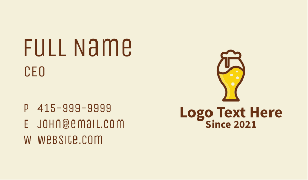 Beer Glass Icon  Business Card Design Image Preview