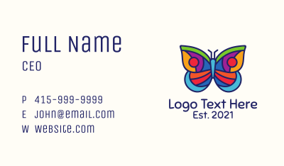 Colorful Stained Glass Moth Business Card