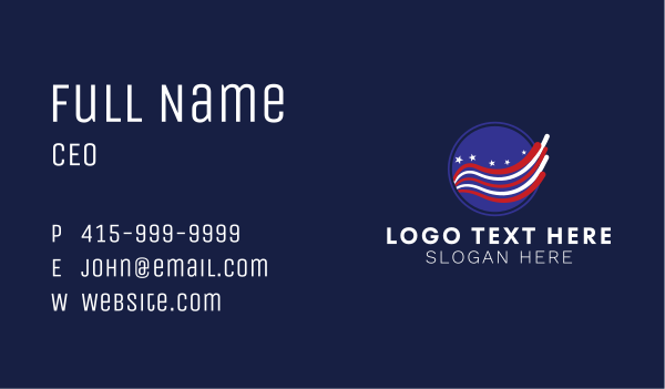 Circle America Flag Wave Business Card Design Image Preview