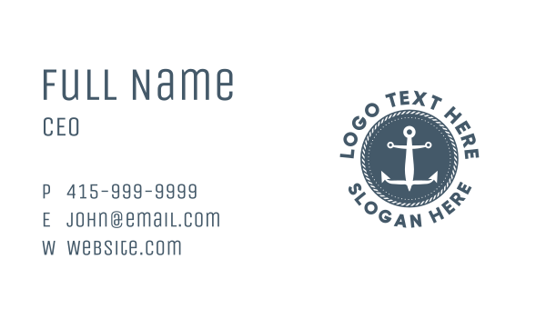Blue Marine Anchor Business Card Design Image Preview