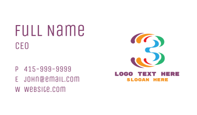 Colorful Number 3 Business Card