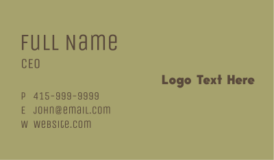 Brown Generic Wordmark   Business Card Image Preview