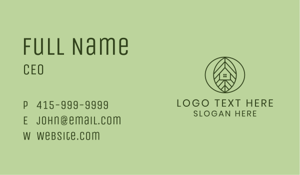 Environmental Leaf House Business Card Design Image Preview