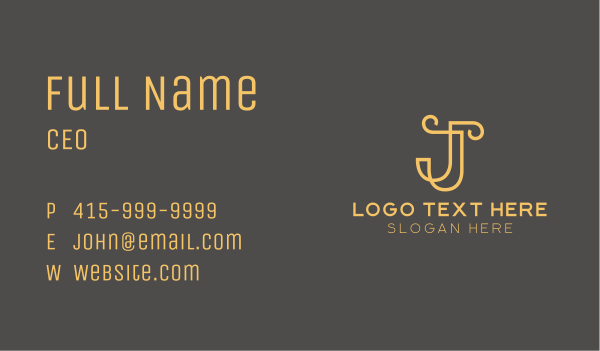 Luxury Letter J Business Card Design Image Preview