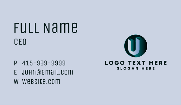 Generic 3D Letter U Business Card Design Image Preview