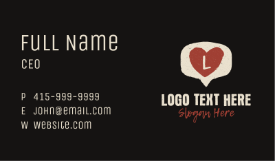 Rustic Heart Chat Letter Business Card