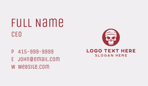 Skull Bandana Tattoo Business Card Design Image Preview