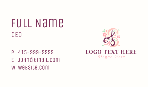 Scissors Craft Flowers Business Card Design Image Preview