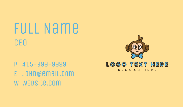 Cute Monkey Bowtie Business Card Design Image Preview