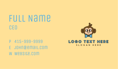 Cute Monkey Bowtie Business Card Image Preview