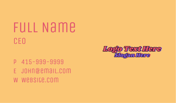 70s Hippie Wordmark  Business Card Design Image Preview
