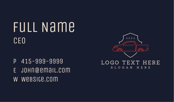 Minimalist Pickup Car Shield Business Card Design Image Preview